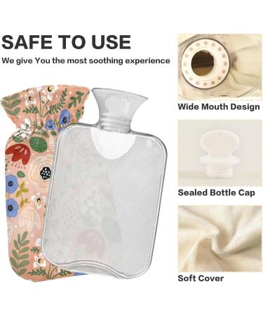 NAANLE 2L Hot Water Bottle with Cover - Spring Flower Poppy Design for Back Pain Relief Hand/Foot Warmer and Cold Therapy - Buy Online on GoSupps.com