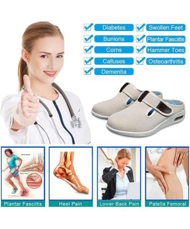 Extra Wide Diabetic Shoes for Men & Women - Adjustable Orthopedic Slippers for Plantar Fasciitis, Non-Slip Sandals for Seniors - Light Blue - Buy Online on GoSupps.com