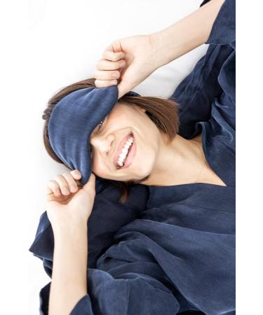 Niluu Luxury Vegan Silk Sleep Mask | Super-Smooth & Comfortable Night Eye Mask for Men and Women | Midnight Blue - Buy Online on GoSupps.com