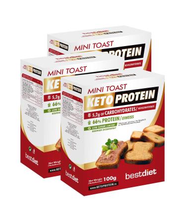 Bestdiet Keto Protein - Mini Toast - High Protein Content - (Pack of 3x100g)