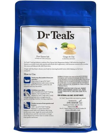 Dr. Teals Ginger & Clay Epsom Salt Bath Soaking Solution Gift Set - Detoxify & Energize, Relieve Stress - 2 Pack 3lbs ea - Buy Online on GoSupps.com