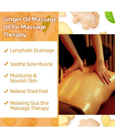 Ginger Oil Massage Therapy - Lymphatic Drainage & Sore Muscle Relief | Natural Ginger Body Oil with Arnica - Warming Soothing Gua Sha Massage Oil - Buy Online on GoSupps.com