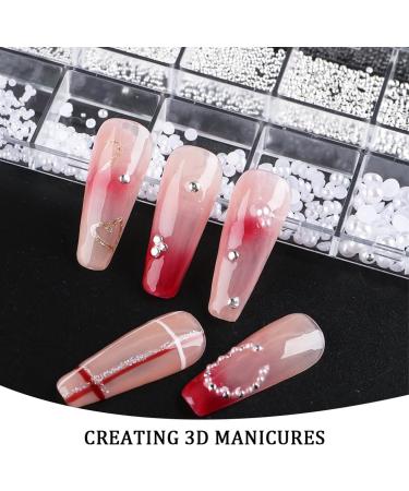 Czasowe Acrylic Nail Jewelry Design Box - 12 Compartments with Rhinestones White Pearls & Caviar Beads for Stunning Nail Art - Buy Online on GoSupps.com