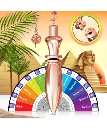 Egyptian pendulum Thot with witness - Radiasthesia pendulum - esoteric/oracle pendulum - geobiology mood man trip magnetizer - copper rose gold - 37 gr