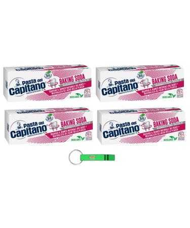 4x Pasta del Capitano Dentifricio Baking Soda toothpaste enliven the natural white of your teeth 100ml + Beni Culinari Free keychain