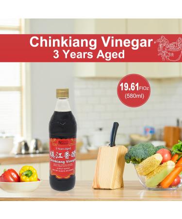 Premium Chinkiang Black Rice Vinegar 19.61 Fl Oz - 3 Years Aged Chinese Black Vinegar for Dumplings, Xiao Long Bao, Sushi & More - Buy Online on GoSupps.com
