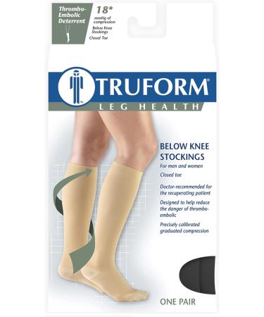 Truform Surgical Stockings 18 mmHg Compression - Knee High Closed Toe Black - Unisex Medium (1 Pair) | International Shipping - Buy Online on GoSupps.com