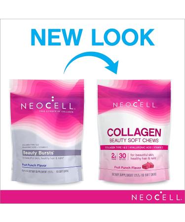 NeoCell Beauty Burst Fruit Punch - 60 Chews | Collagen & Antioxidants - Buy Online on GoSupps.com