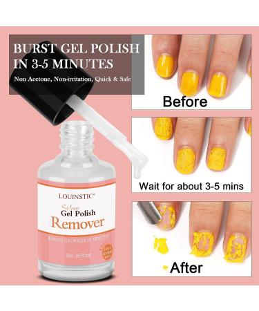 LOUINSTIC Gel Polish Remover 0.5oz - Fast & Gentle Nail Gel Remover | 3-5 Minute Removal Time - Buy Online on GoSupps.com