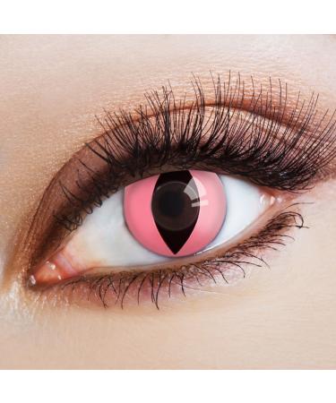 Aricona colored lens colored cat eye contact lenses Cat in pink -covering annual lenses for dark and bright eye colors without strength color lenses for carnival motto parties and Halloween costumes