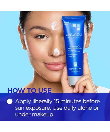 Andalou Naturals SPF 30 Face Sunscreen with Blue Light Defense | Hydrating Mineral Sun Block with Hyaluronic Acid & Zinc Oxide | 2.7 Fl Oz - Buy Online on GoSupps.com