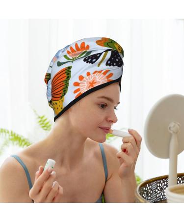Microfiber Hair Drying Cap - Soft Absorbent Towel Wrap for Curly Long & Thick Hair | Quick Dry Insects & Flowers Design - Buy Online on GoSupps.com