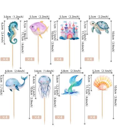 32 Pack Mermaid Cupcake Toppers Under The Sea Octopus Starfish Mermaid Tail Cupcake Picks Jellyfish Seahorse Coral Cupcake Decorations for Baby Shower Under The Sea Party Birthday Cake Decorations - Buy Online on GoSupps.com