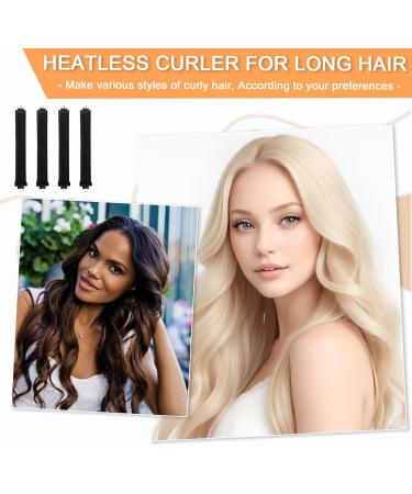 4pcs Heatless Blowout Hair Curlers for Long Hair Jumbo Flexi Rods Soft Overnight Hair Rollers Black - Buy Online on GoSupps.com