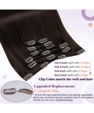 Laavoo Clip In Extensions - Real Brown Hair 35cm 105g 7 Pieces - Dark Brown #4 for Natural Look - Buy Online on GoSupps.com