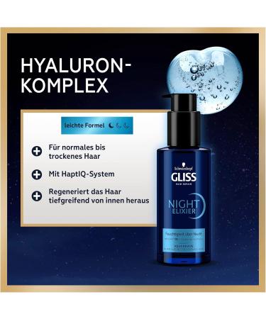 Gliss Night Elixir Aqua Revive Hair Serum Moisturizing Normal to Dry Hair While Sleeping - Hair Care Repairs Hair Long Lastingly - Buy Online on GoSupps.com