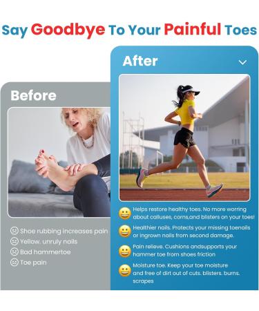 Toe Protection Silicone - 14PCS Gel Caps for Bubbles Chicken Eyes & Hammer Toes | Friction Pain Relief | Size L (3 Pairs) & M (4 Pairs) - White - Buy Online on GoSupps.com