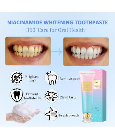 2pcs Niacinamide Teeth Whitening Toothpaste Nicotinamide Sparkling Toothpaste Removes Tea and Cigarette Stains Freshens Breath 100g*2 - Buy Online on GoSupps.com