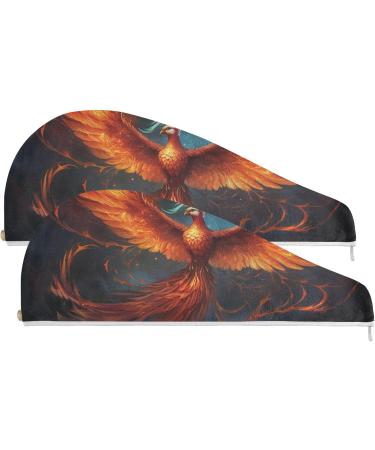 Fire Phoenix1 Hair Towel 2 Pack | Super Absorbent Quick Dry Hair Turbans for Women & Girls - Buy Online on GoSupps.com
