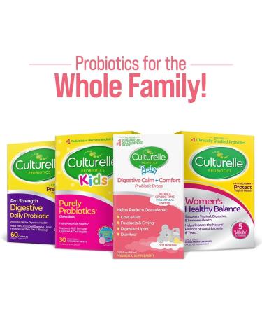 Culturelle Pro Strength Daily Probiotic Capsules Probiotics for Men & Women 60 Count 2 Months + Baby Digestive Calm & Comfort Probiotic (Age 0-12 Mos) Helps Periodic Colic Gas Fussiness 8.5 ml - Buy Online on GoSupps.com