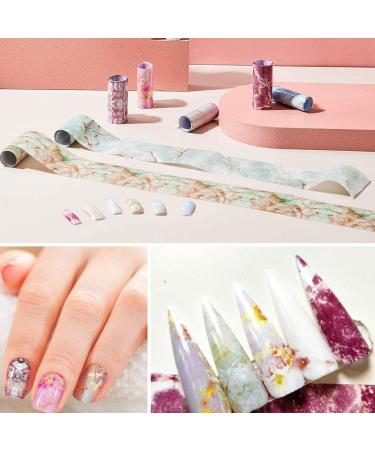 Colorful Marble Nail Foil Transfer Sticker Set - 10 Rolls for Nail Art Designs - Buy Online on GoSupps.com