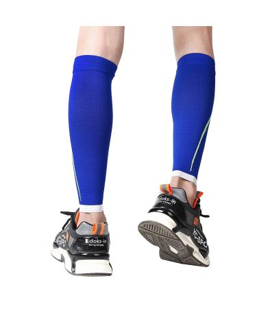 Calf Compression Sleeves Men Running Socks - 2 Pairs, 15-20mmHg Support for Shin Relief & Varicose Leg, Breathable Medical Brace Wrap (Black+Blue, XXL) - Buy Online on GoSupps.com