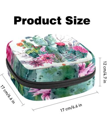 Womens Binding-Up Bags | Watercolor Cactus Flowers | Multi-functional Tampon Storage with Zip Pockets - Buy Online on GoSupps.com