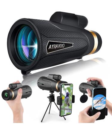 AYRAVIIO 1260 Monocular Telescope with Smartphone Holder & Upgraded Tripod, High Powered SMC & BAK4 Scope for Adults, Birthday Gifts for Men Dad Him Husband Boyfriend, Gadgets for Birdwatching