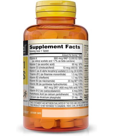 MASON NATURAL Mini Multi Vitamins Vitamins A C D3 E B1 B2 B3 B6 B12 Folate and Calcium for Overall Health 300 Day Supply - Buy Online on GoSupps.com