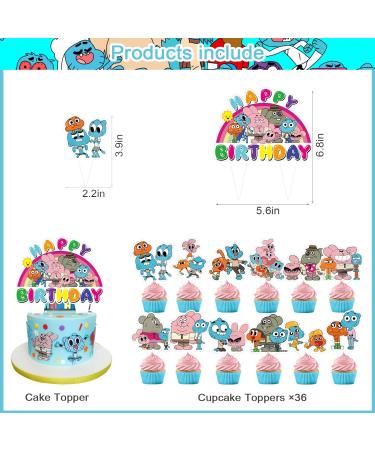 37pcs The Amazing World of Gumball Party Supplies Include 1pcs Big Cake Topper and 36pcs Cupcake Toppers for Gumball Birthday Party Cupcake Decorations. - Buy Online on GoSupps.com