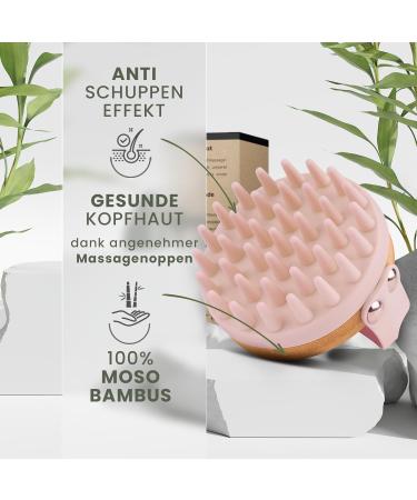 Premium Bambua Scalp Massage Brush - Anti-Dandruff Head Massager with E-Book for Healthy Scalp - Pink | International Shipping - Buy Online on GoSupps.com