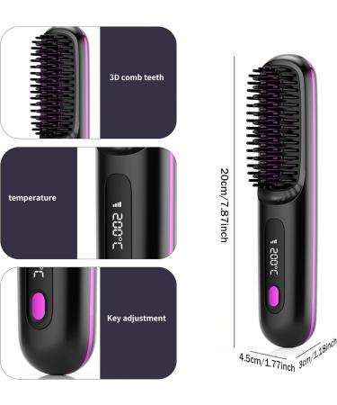 Cordless Hair Straightener | Fast Heating Ceramic Flat Iron with Adjustable Temperature & 3D Comb | Portable Type-C Charging - Buy Online on GoSupps.com