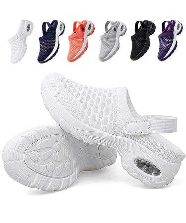 GXLGM Diabetic Walking Air Cushion Orthopedic Slip-on Shoes Casual Breathable with Concealed Orthotic Arch Support Casual Shoes. (9 White) 9 White
