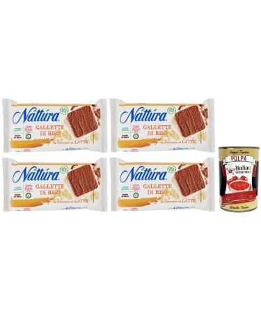 Italian Gourmet E.R. N tt ra Pack of 4 organic rice cakes coated in milk chocolate a tasty and healthy snack excellent source of fiber gluten-free 90g pack + Italian Gourmet Polpa di Pomodoro 400g box