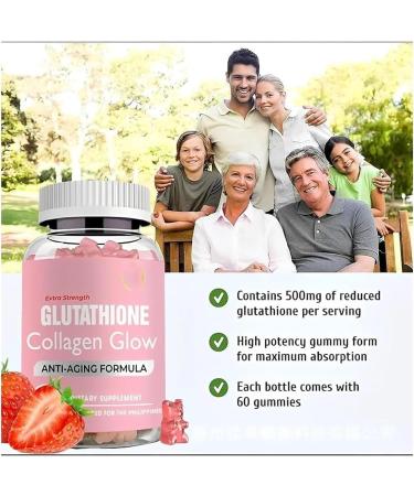 2024 New 1/2/3 Bottle Glutathione Collagen Glow Gummies - Glow Beauty Collagen Gummies for Women | Korean Organic Glutathione Gummies for Dark Spot | Brightening Skin Collagen Vitamins for Women - 60Pcs/Bottle (2Bottle - 120Pcs) - Buy Online on GoSupps.com