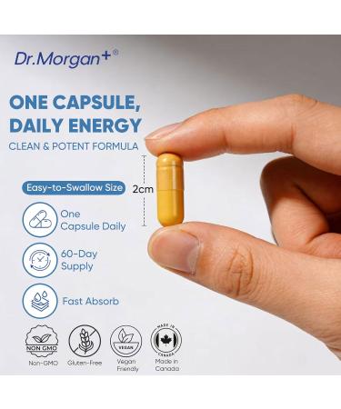 Dr. Morgan PQQ 20mg (Pyrroloquinoline Quinone) & CoQ10 100mg - Mitochondrial Energy & Cellular Vitality Support - Cognitive Antioxidant Formula - 60 Capsules Non-GMO - Buy Online on GoSupps.com