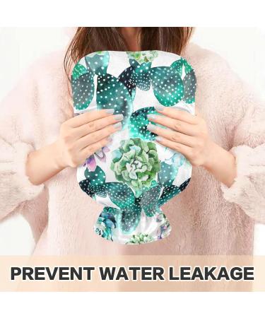 NAANLE Hot Water Bottle with Cactus Cover - 2L for Pain Relief Menstrual Cramps & Heat Therapy | Succulent Watercolor Design - Buy Online on GoSupps.com
