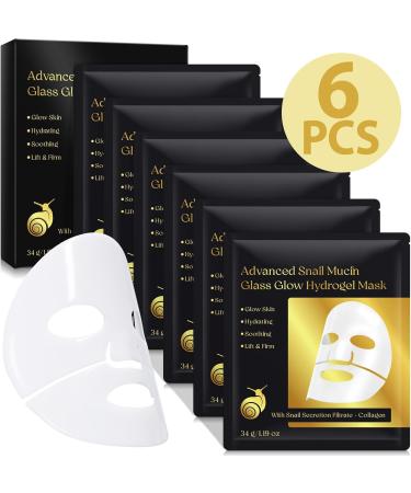 Uocasi Snail Mucin Sheet Mask 6EA Hydrogel Collagen Mask for Face Masks Skin Care Self Care Stocking Stuffers Deep Moisturizing Travel Essentials Gifts for Women - Buy Online on GoSupps.com