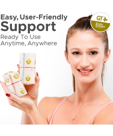 Premium Elastic Bandage Wrap (4" Wide 2 Pack) - Hypoallergenic Compression Roll with Hook & Loop Fastener for Sprains & Injuries - GT Latex Free - Buy Online on GoSupps.com