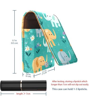 Buy Elephant Green Leather Lipstick Case Organizer with Mirror Mini Lip Gloss Holder for International Shipping - Buy Online on GoSupps.com