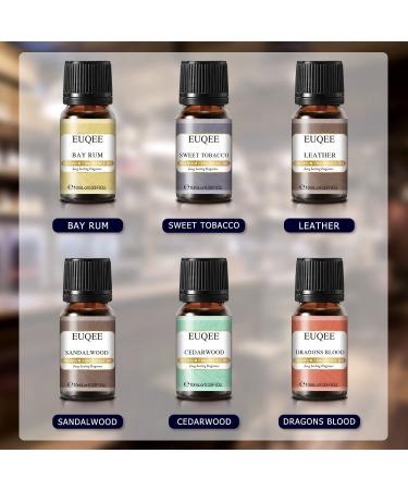 EUQEE 6PCS Men's Fragrance Oils Gift Set - Premium Grade 10ml Scents for Men's Pubs - Leather, Sweet Tobacco, Dragon's Blood, Sandalwood, Bay Rum, Cedarwood - Buy Online on GoSupps.com