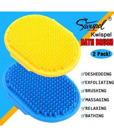 Kwispel 2 Pcs Dog Grooming Brush & Pet Shampoo Brush | Shedding & Massage Comb for Short & Long Haired Dogs/Cats - Buy Online on GoSupps.com