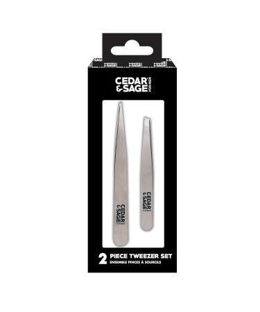 Men's Stainless Steel Tweezer Duo Set - Precision Tweezer Set for Grooming - Buy Online on GoSupps.com