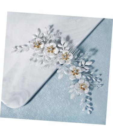 Ipetboom 1pc White Leaf Comb Rhinestone Headpiece Pearl Hair Ties Bridal Hair Comb Beautiful Hair Accessory Bridal Floral Side Comb Prom Hair Clips Hair Pin Grace Bride Alloy Crystal Flower - Buy Online on GoSupps.com