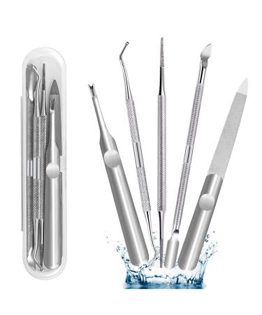 TEAORB 5PCS Professional Ingrown Toenail Tool, Premium Stainless Steel Ingrown Toenail Removal Tool Kit, Pedicure Tools, Manicure Nail Kits, Nail Care Treatment for Nail Correction Polish Pain Relief