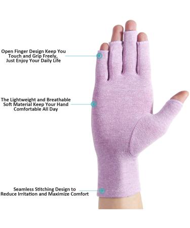 2 Pairs Arthritis Gloves Fingerless Compression Gloves for Relieve Rheumatoid Arthritis Osteoarthritis Carpal Tunnel Joint Pain for Women and Men to Daily Work (Purple Medium) Purple Medium - Buy Online on GoSupps.com