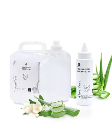 Conductive Transmission Gel with Aloe Vera Unscented - Non-Irritating - Massage Muscle Stimulation Microcurrent - 5 Liter with 8.5oz. Refillable Bottle