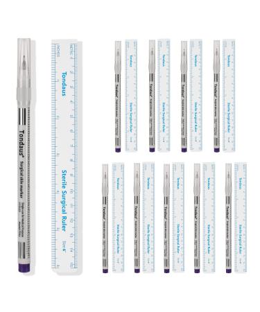 10pcs Tattoo Marker Pen  Surgical Microblading Marker Pen with Paper Ruler  Waterproof Disposable Tattoo Marker for Skin  Eyebrow  0.5mm Head  Blue