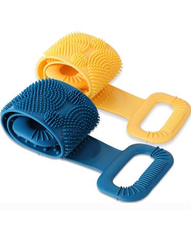 2 Pcs Silicone Back Scrubber for Shower Silicone Body Scrubber Exfoliating & Deep Clean Silicone Bath Body Brush for Men and Women Comfortable Massage and Skin Health with 2Pcs Hooks