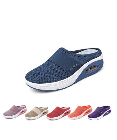 Air Cushion Slip-On Walking Orthopedic Diabetic Walking Loafers Air Cushion Slip Orthopedic Shoes for Women 9.5-10 Dark Blue